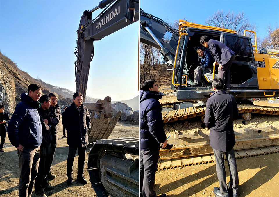 Photo of a visit to the worksite of a customer of Hyundai Next-Generation HX400L