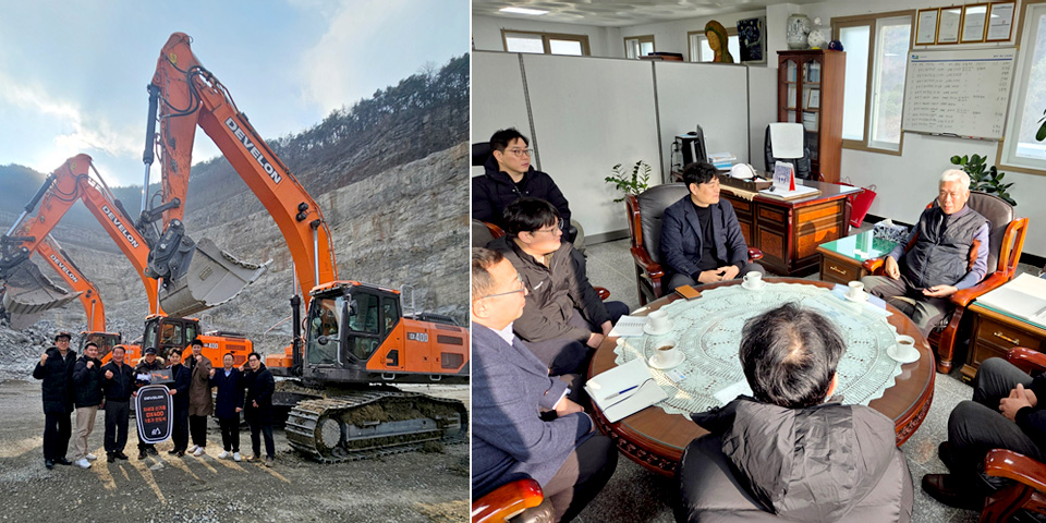 HD Construction Equipment held a delivery ceremony for the first unit of DEVELON's newly released next-generation 40-ton excavator, the DX400, at Muchang Industries in Sancheong County, Gyeongnam Province, on January 7.